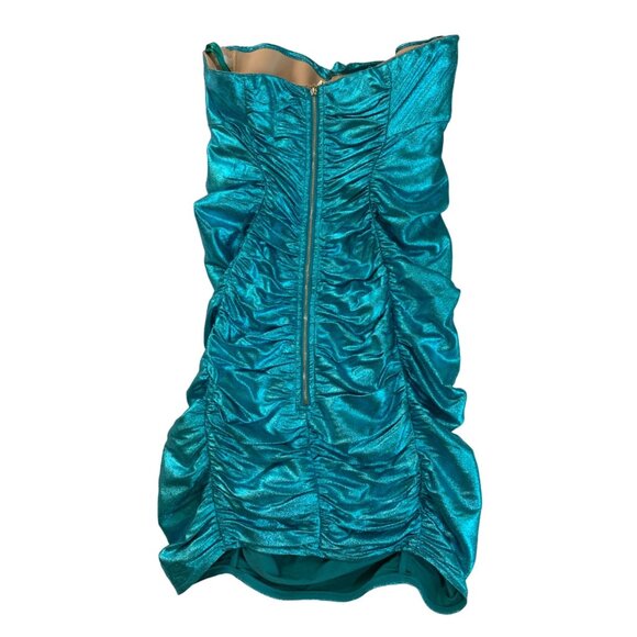 Elizabetta Franchi Metallic Blue Strapless Mini Dress EU 42 US 6 S Club 7030 - Picture 10 of 14